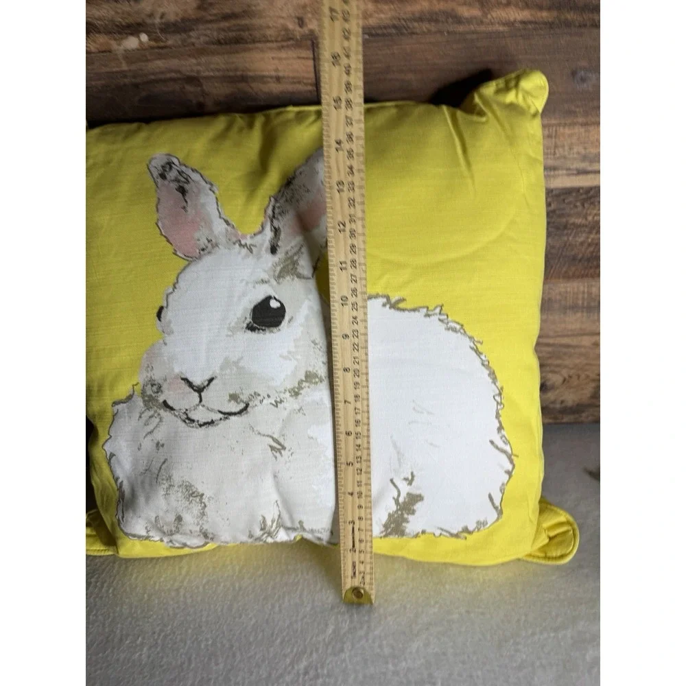 Pottery‎ Barn Yellow Watercolor White Bunny Rabbit Throw Pillow Decor RARE
